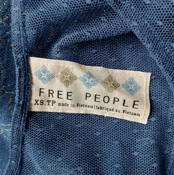 Free People Starlight Bodycon Mesh Mini Teal Gold Dress Size XS - Picture 6 of 10